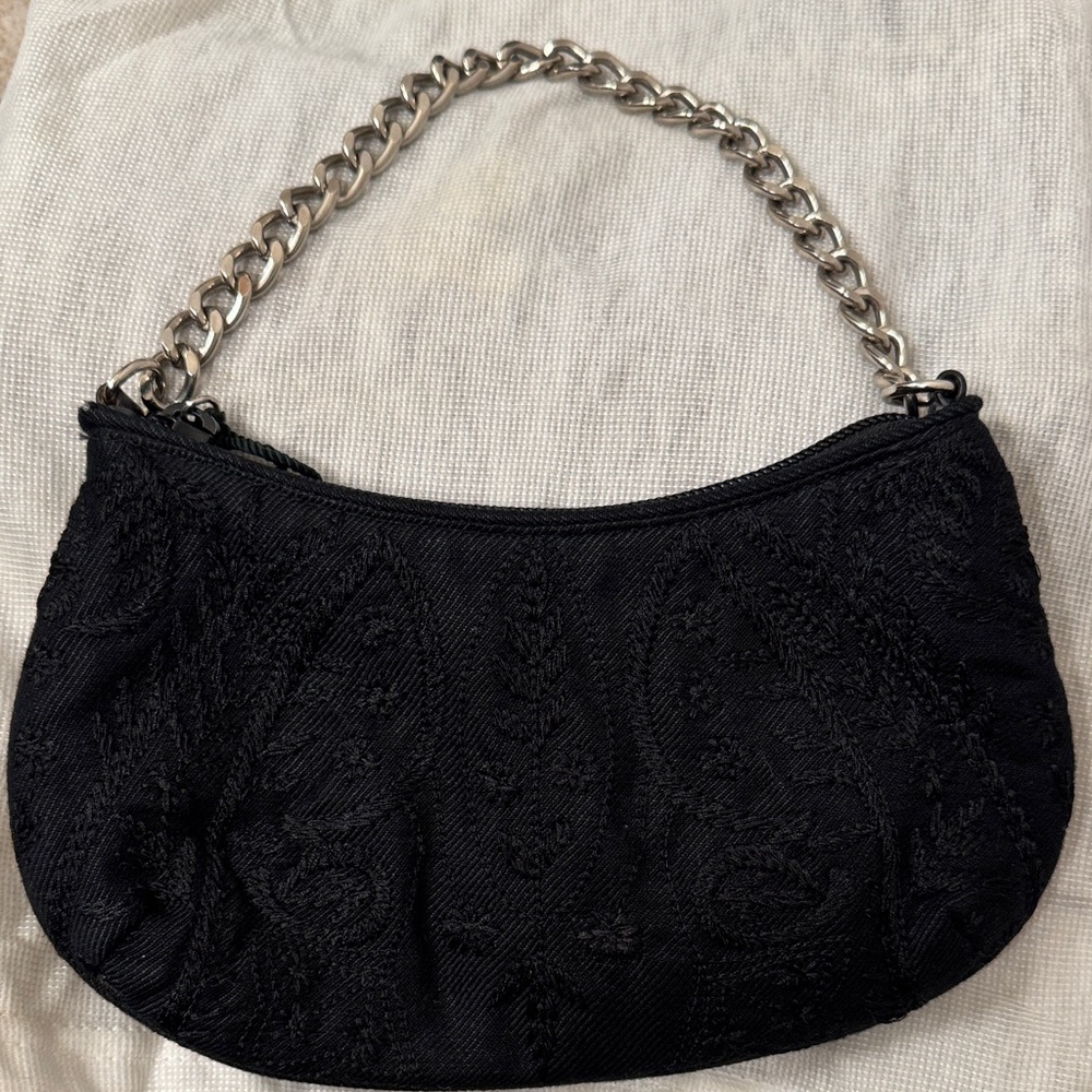 Banana Republic Black Clutch with Silver Chain